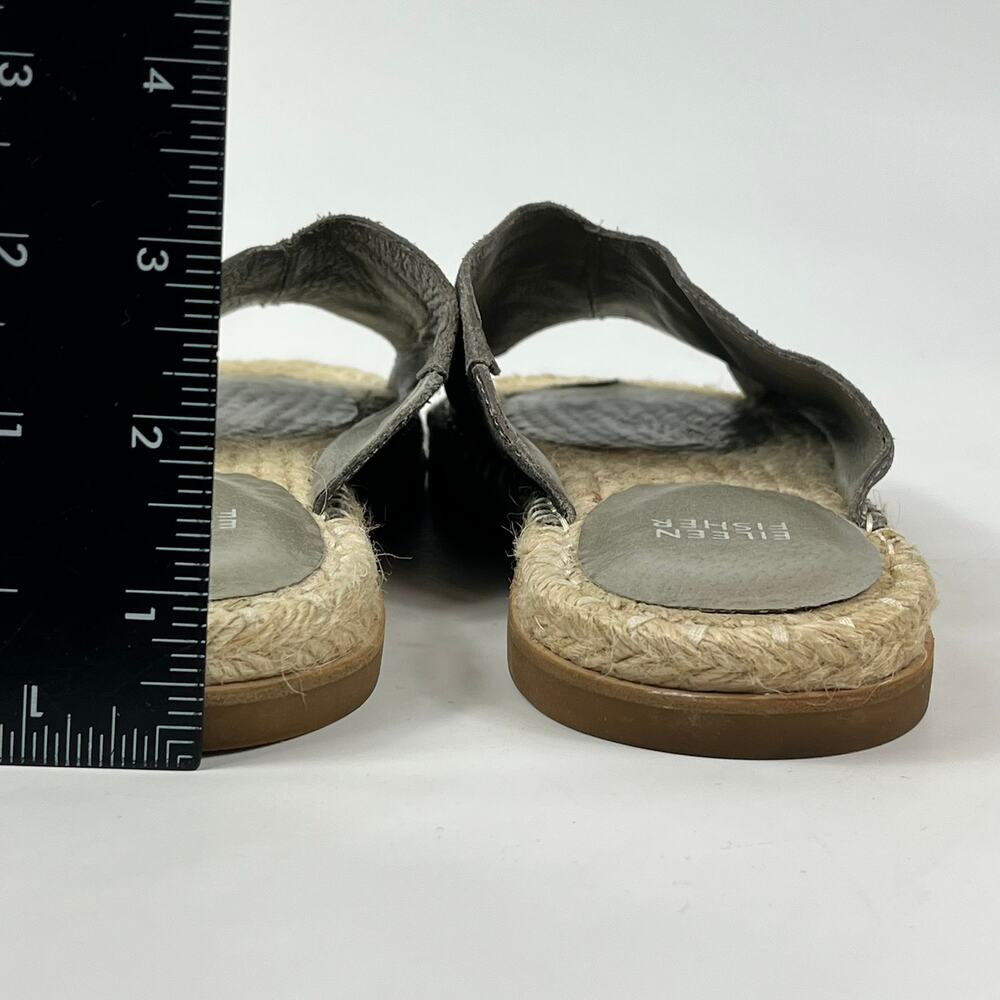 Eileen Fisher Milly Womens Sz 8.5Metallic Gray Suede Espadrille Slide Sandals - Picture 5 of 12